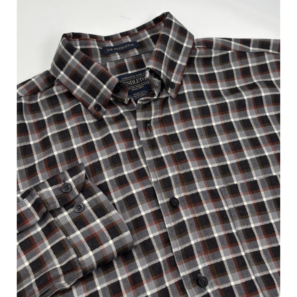 Pendleton Sir Pendleton‎ Men's M Wool Black Plaid Long Sleeve Button Down Shirt